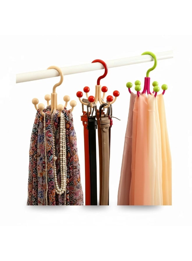 علاقة ملابس دوارة بستة خطافات للأوشحة والملابس الداخلية والإكسسوارات، مصنوعة من بلاستيك متين، قابلة للدوران 360 درجة، لتنظيم الملابس وتوفير المساحة في الخزانة. - Image 1